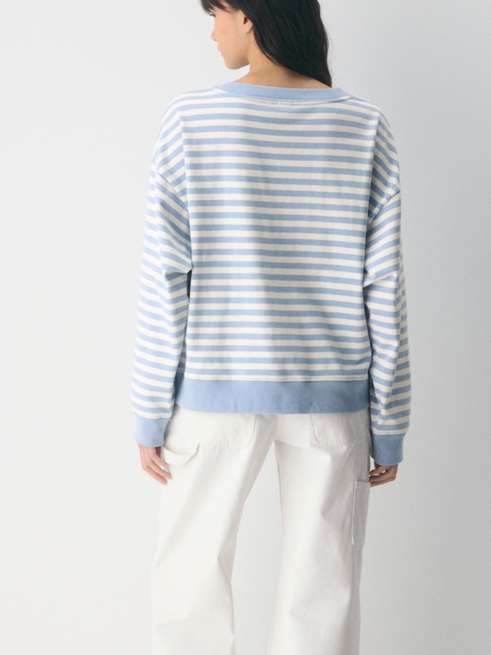 Aritzia Mighty Cotton Wicket Longsleeve - Light Birch / Ripple BIue Size XL NWOT - Picture 5 of 14
